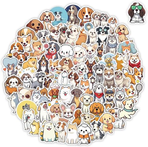 100 Pcs Cute Dog Stickers for Kids Puppy Stickers for Water Bottle Laptop Scrapbook, Dog Decor Dog Party Favors for Adults Teens Kids Boys Girls, Waterproof Dog Stickers Pack in Kuwait
