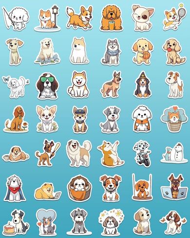 100 Pcs Cute Dog Stickers for Kids Puppy Stickers for Water Bottle Laptop Scrapbook, Dog Decor Dog Party Favors for Adults Teens Kids Boys Girls, Waterproof Dog Stickers Pack in Kuwait