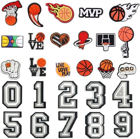 Numbers and Sports Shoe Charms for Clog Shoe Decoration,Rugby Baseball Basketball Football Soccer Volleyball Shoe Charms for Boys Kids Teens Man Gifts in Saudi Arabia