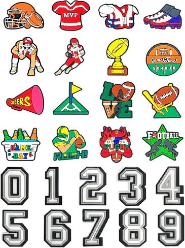 Numbers and Sports Shoe Charms for Clog Shoe Decoration,Rugby Baseball Basketball Football Soccer Volleyball Shoe Charms for Boys Kids Teens Man Gifts in Saudi Arabia