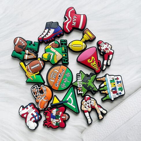 Numbers and Sports Shoe Charms for Clog Shoe Decoration,Rugby Baseball Basketball Football Soccer Volleyball Shoe Charms for Boys Kids Teens Man Gifts in Saudi Arabia