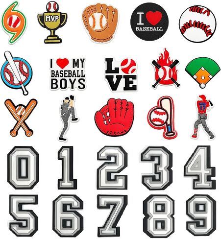 Numbers and Sports Shoe Charms for Clog Shoe Decoration,Rugby Baseball Basketball Football Soccer Volleyball Shoe Charms for Boys Kids Teens Man Gifts in Saudi Arabia