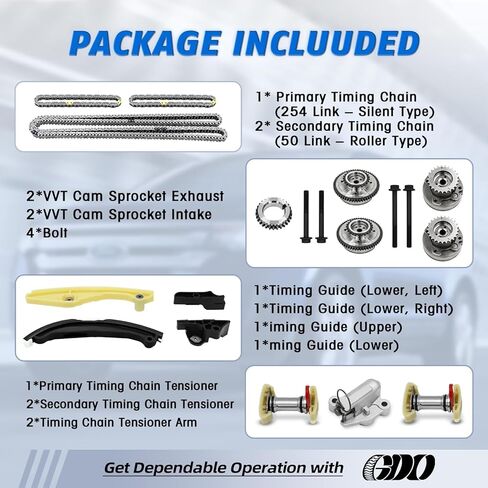 3.5l Engine Timing Chain Kit With vvt cam phaser Compatible with Ford F150 Taurus Edge expedition mustang Transit 3.5L/3.7L, Lincoln MKX MKZ Navigator, Mercury Milan; OE#AT4Z6L266B,AT4Z6K254A in Kuwait