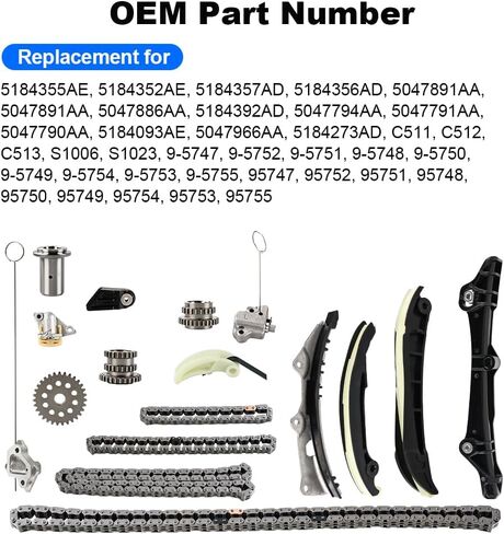 WATERWICH Engine Timing Chain Kit W/Tensioner Compatible with 2011-2020 Jeep Dodge Ram Chrysler Replacement for 5184352AE 5184355AE in Saudi Arabia