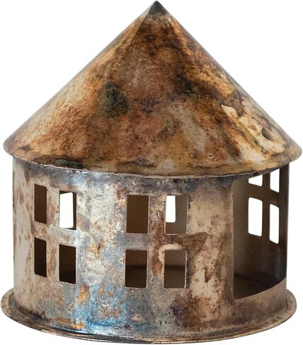 حامل شموع Tealight من Creative Co-Op Metal House، فضي مؤكسد in Saudi Arabia