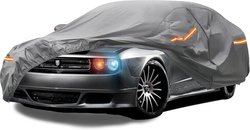 غطاء سيارة كبير النمل مناسب لسيارة دودج تشالنجر 2008-2023 مقاوم للماء في جميع الأحوال الجوية، حماية من الشمس والمطر والثلج، أغطية سيارة كاملة للاستخدام الخارجي، رمادي in Kuwait