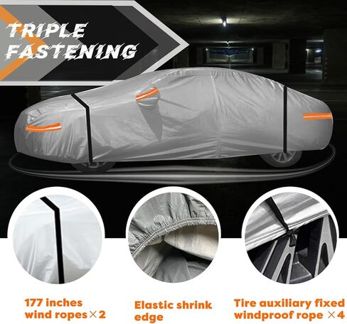 غطاء سيارة كبير النمل مناسب لسيارة دودج تشالنجر 2008-2023 مقاوم للماء في جميع الأحوال الجوية، حماية من الشمس والمطر والثلج، أغطية سيارة كاملة للاستخدام الخارجي، رمادي in Kuwait