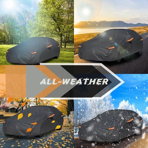 غطاء سيارة كبير النمل مناسب لسيارة دودج تشالنجر 2008-2023 مقاوم للماء في جميع الأحوال الجوية، حماية من الشمس والمطر والثلج، أغطية سيارة كاملة للاستخدام الخارجي، رمادي in Kuwait