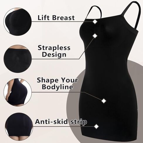 +MD Women's Strapless Shapewear Full Body Slip Seamless Targeted Firm Tummy Control Slip Under Dresses in Kuwait