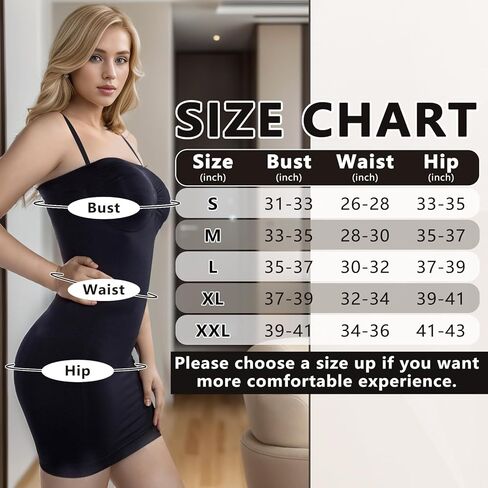 +MD Women's Strapless Shapewear Full Body Slip Seamless Targeted Firm Tummy Control Slip Under Dresses in Kuwait