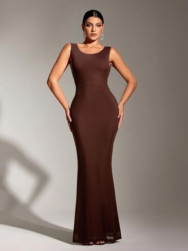 XinFSh Women's 2024 Formal Bodycon Maxi Long Dress Elegant Sleeveless Wedding Guest Evening Party Dresses in Kuwait