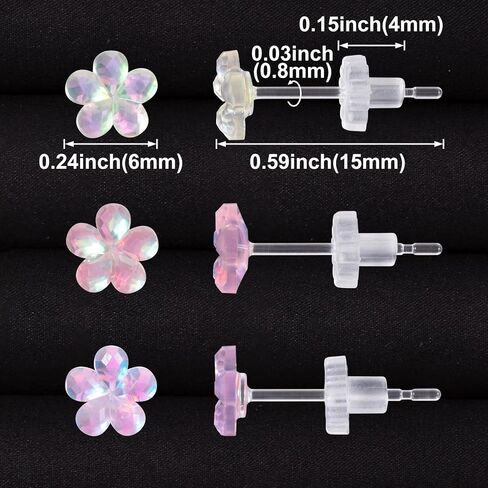 Joez Wonderful Plastic Earrings, Flower Earring Stud with Rubber Backs, Earrings Hypoallergenic for Sensitive Ears Women in Kuwait