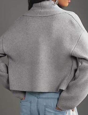 Flygo Women's Cropped Cardigan Sweater Oversized Shawl Lapel 2024 Fall Fashion Open Front Sweater Jacket Knit Outwear in Kuwait