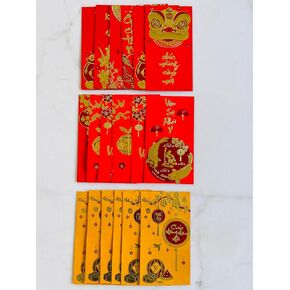 Generic 24 Pieces Vietnamese New Year Red Lucky Money Envelopes (large Size 6.5""x3.5"")- Bao Li Xi Tet Size Lon (Huong Tet Viet)