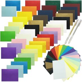 100 Set 20 Rainbow Color 5x7 Envelopes, A7 Self Adhesive Envelopes with Colored Blank Cardstock Flat Note Cards DIY Card Greeting Card, Supplies for Wedding Thanksgiving, Valentine's Day