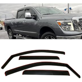 in-Channel Style Smoke Window Sun Rain Visors Vent Guard Shade Compatible with Nissan Titan Crew Cab 2004-2015
