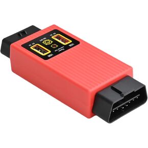 iKKEGOL Pocket OBD2 OBDII Full 16 Pin 1 Male to 3 Female OBD Cable Splitter Converter Adapter with 2 USB Port Supply Charging for Diagnostic Extender (Red)