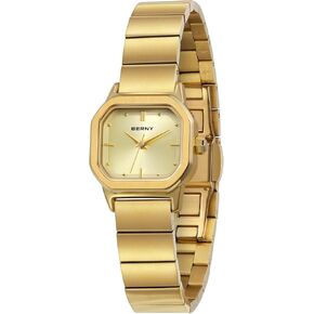 BERNY Gold Watches for Women Dainty Ladies Square Quartz Watch Japanese Quartz Movement 3ATM Waterproof Fashion Small Female Wrist Watch Luxury Birthday Gifts for Lady
