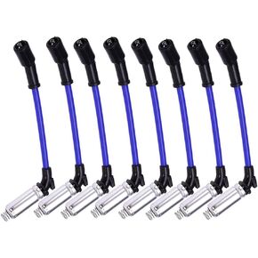 10.2MM Spark Plug Wire Set Ignition Cable Silicone Jacket Silicone Boot Ends fits for 2000-2009 Chevy GMC Saab Isuzu V8 48322R 48322 7831 (Black)