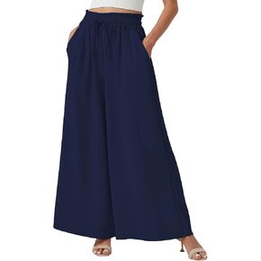 YLDUJ AMUM Womens Wide Leg Pants Summer Beach Breathable Pants Loose Flowy Palazzo Lounge Trousers with Pockets