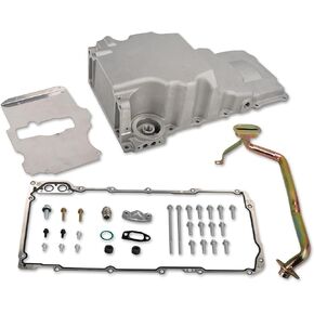 302-3 81075 LS Swap Retrofit Engine Aluminum Oil Pan Kit Compatible with 1955-1987 GM LS1 LS2 LS3 Chevy A/F/G-Body 4.8L 5.3L 5.7L 6.0L 6.2L Ford Fox body W/Pickup Tube, Bracket Plate & Gasket