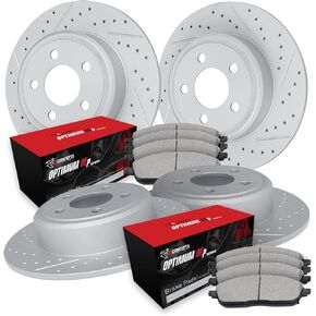 R1 Concepts Front Rear Brakes and Rotors Kit |Front Rear Brake Pads| Brake Rotors and Pads| Optimum OEp Brake Pads and Rotors WBUN2-31045