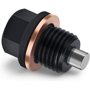 M14x1.5 magnetic oil drain plug, 7075 Aluminum, CNC machined, with copper washer，Replacement for Ford GM Hyundai KIA and More Select Models(Red)