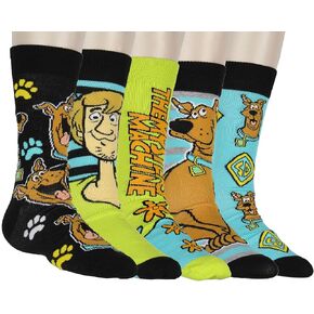 Hyp Scooby-Doo Socks Men's Scooby Character 5-Pack Knit Mid-Calf Crew Socks Shaggy Mystery Machine Shoe Size 6-12
