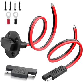 10AWG Weatherproof Solar SAE Power Socket Sidewall Port SAE Quick Connector Harness Plug and SAE Connector Extension Cable for Solar Panel RVs Motorcycle Generator Battery Charger(1FT)