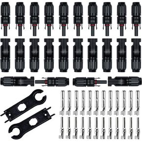 24 PCS Solar Connectors Male & Female Panel Cable Connectors with 2Pcs Spanners IP67 Waterproof (12 Pairs)