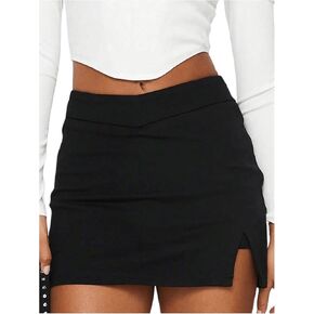 SOLY HUX Women's Split Hem Bodycon Skirt Zipper Side Stretchy Mini Skirts
