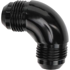 Aluminum 90 Degree Elbow -10 AN Male to 10AN Male Union Coupling Flare Fitting, AN10 One Piece Full Flow Adapter, Black
