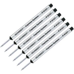 Retro 1951 Short Capless Rollerball Ink Refill Medium Tip, Schmidt P8127, P8127 Short Black, 6-Pack Schmidt Capless Roller Ball Refills, fits Retro 51 Tornado Roller Ball Pens.
