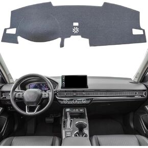 KEYOOG Dashboard Cover Dash Mat Fit for Ho-nda Civic 2022 2023 2024 (Without HUD Models),Car Dash Board Mat Anti-Glare Carpet,Non-Slip Pad Sunshield Protector (Grey)