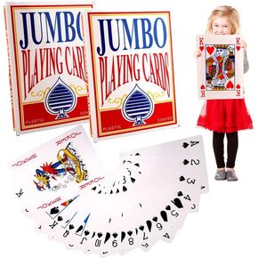 2 Decks of 8 x 11 Inch Jumbo Playing Cards Giant Poker Cards Large Oversized Cards for Kids Adults Seniors Card Game Theme Party Decorations,