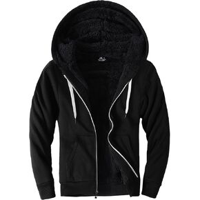 Little Beauty Fleece Hoodies for Men Winter Thick Jackets Sherpa Lined Zip Up Sweatshirt With Kanga Pocket