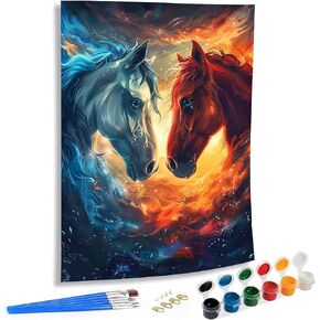 SKRYUIE Paint by Numbers Kit for Adults Beginner Horse, Acrylic Animals Oil Painting by Numbers Kits with PaintBrushes Paintwork Art Crafts Canvas for Home Decor 16x20 inch c14