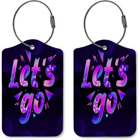 بطاقات الأمتعة لحقائب السفر من Let's Go، عبوة من قطعتين من بطاقات الأمتعة باللون الأرجواني الإيجابي مع حلقة فولاذية، حقيبة يد مدرسية وإكسسوارات السفر