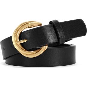 SUOSDEY Trendy Women Leather Belt, Leather Belt for Jeans Pants Ladies Leather Gold Buckle Belt
