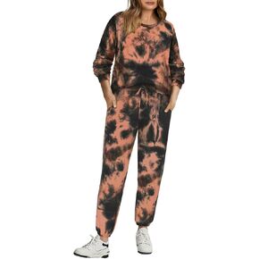 CARCOS Plus Size 2 Piece Outfits for Women Tie Dye Fall Sets for Womens Winter Lounge Set Track Suits Jogger Sets XL-5XL