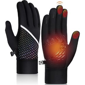 OOPOR Warm Winter Gloves Running Gloves - Touchscreen Windproof Cycling Thermal Gloves Men Women Gloves Non Slip Ultralight Biking Black Gloves with Fleece Lining for Hiking Driving Climbing
