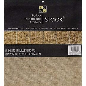 DCWV Paper Pad 12 x 12-inch Real Burlap Fabric 15 Sheets, Pack of 15, Multi-Colour