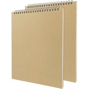 DSTELIN Brown Upright Sketch Notebook, 2-Pack, 10 x 7.5 Inches, 1150GSM Hard Cardstock Cover, 100 Pages / 50 Sheets, 100GSM Paper