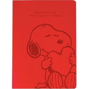 Graphique Large Vegan Leather Journal, Snoopy Heart – 7" x 9.5", 192 Lined Pages, Snoopy and The Quote “Start Each Day with A Grateful Heart" on the Cover – Perfect for Taking Notes, Lists and More