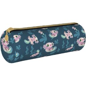 Pink Cows Strawberry Print Leather Pencil Case Zipper Pen Makeup Cosmetic Holder Pouch Stationery Bag For School, Work, Office