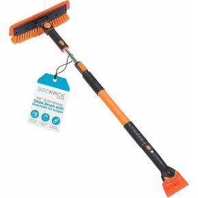 BIRDROCK HOME 60" Extendable Snow Brush with Detachable Ice Scraper for Car Windshield, 14" Wide Rotating Scraper & Bristle Head, Aluminum Body, Ergonomic Rubber Grip, for Trucks, Cars, SUVs, RVs