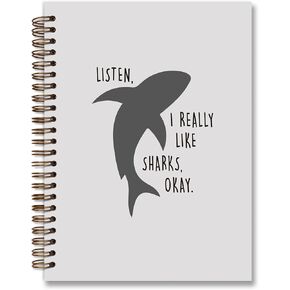 Cute Shark Funny Spiral Notebook Journal,Shark Stuff Hardcover College Ruled Spiral Notebook 5.5×8.3 Spiral Bound Notebook,College School Supplies,Shark Gifts For Shark Lovers