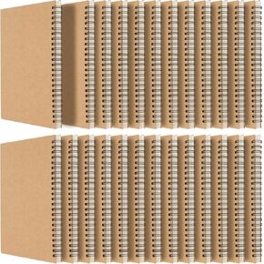 HOZEON 25 Pack A5 Unlined Spiral Notebook, 8.3 x 6 Inches Blank Sketch Books, Journal Notebooks with Kraft Cover, 100gsm Notepads Bulk for Office, School, Travel, 60 Sheets / 120 Pages, Brown