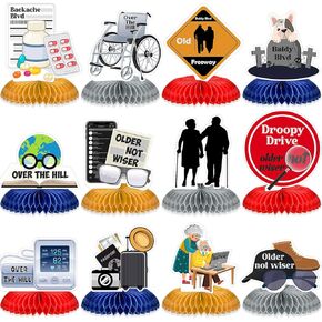Sanwuta 12 Pcs Over the Hill Party Supplies Retirement Party Decorations Old Age Honeycomb Table Centerpieces over the Hill Birthday Decorations Old People Gag Gift for Retirement Party Supplies