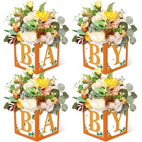 Sinasasspel Little Cutie Baby Shower Decorations Orange Party Centerpieces Boxes Clementine Baby Block with Letters Birthday Party Floral Table Display Gender Reveal Party Favors for Boys and Girls